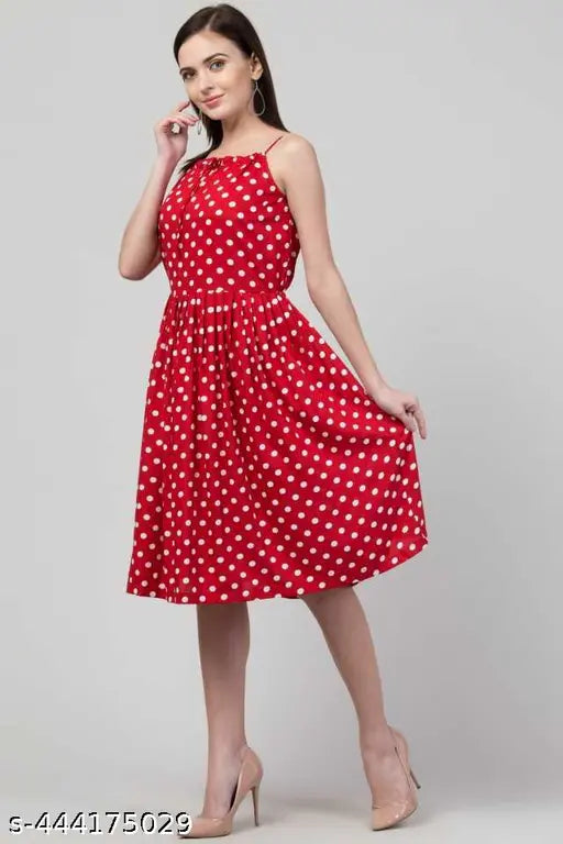 HF polka dot print red dress