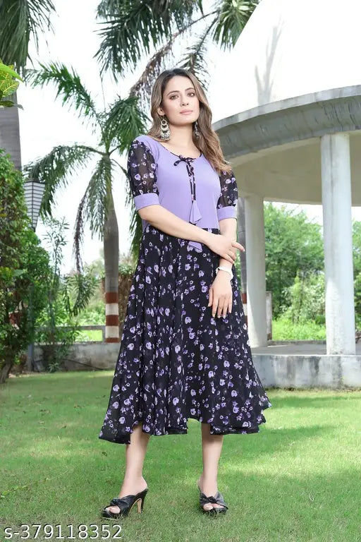 Purple Color Georgette Maxi Dress