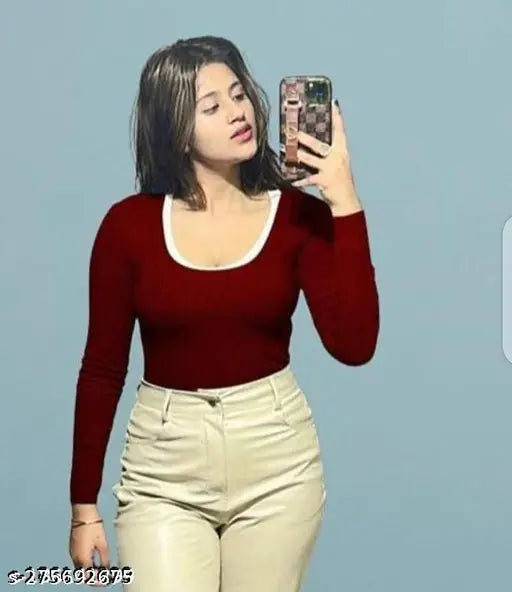 New Latest Contrast Full Sleeve Top