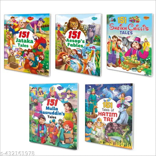 151 Sheikh Chilli's Tales  Jataka Tales  Aesop's Fables  Mulla Nasruddin's Tales and Tales of Hatim Tai books for kids : Storytelling books for kids  children storybooks   Bedtimes stories for kids - Set of 5 Story books for kids (Paperback).