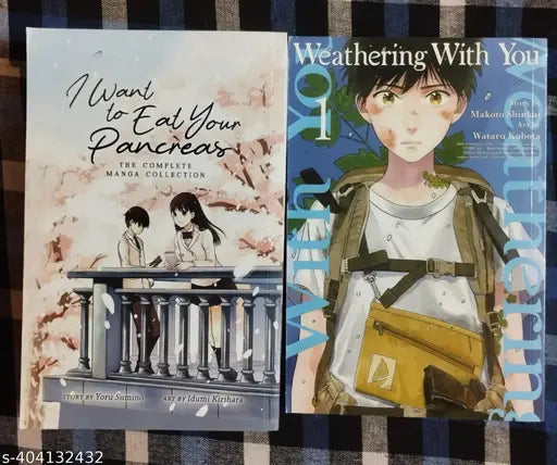 Combo Of Manga Book :- I Want To It Your Pencreas + Weathering With  You  Volume-1 (English  Paperback Yoru Sumino   Makoto  Shinkai)