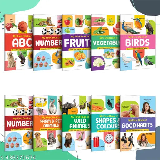 My First Picture Book Collection For Early Learning : With 10 Topics : (Waterproof  Dust-Resistant  Big Fonts  Laminated  Realistic Pictures) kids book