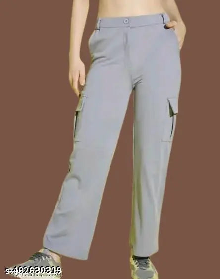 Women solid bell boutam cargo pants