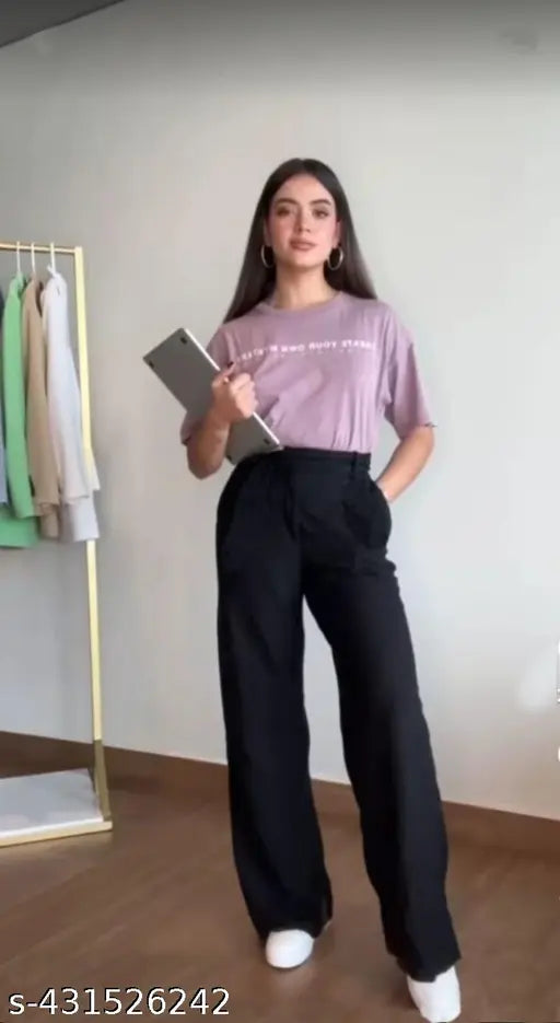 Solid High Waist Korean Straight Trousers for Women offer a comfortable stretchable and chic look perfect for formal casual and daily wear suitable for any occasion in formal and casual both