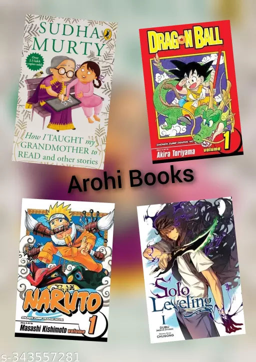 Kids Best 4 Book Combo  (How I Taught My Grandmother To Read  And Other Stories+Drag N Ball Volume 1+ Naruto Volume 1+Solo Leveling Volume 1 ) English Paperback Manga Book