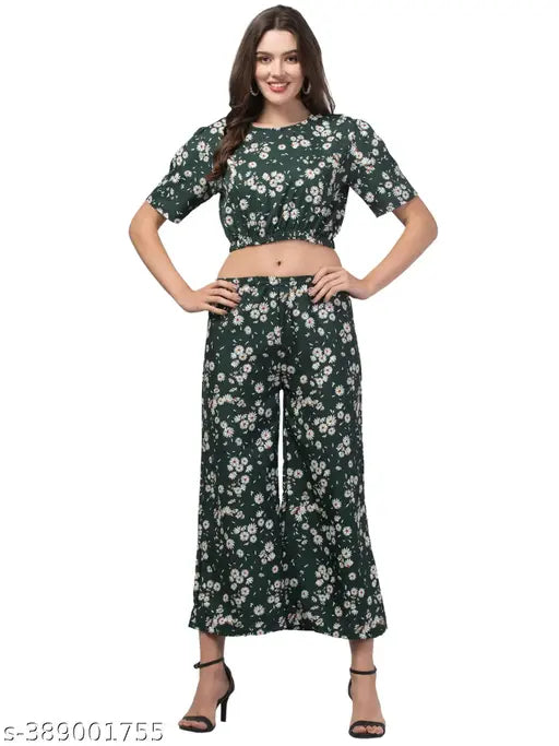 Girls Floral Top with Palazzos - Girls Casual Jumpsuit Pant