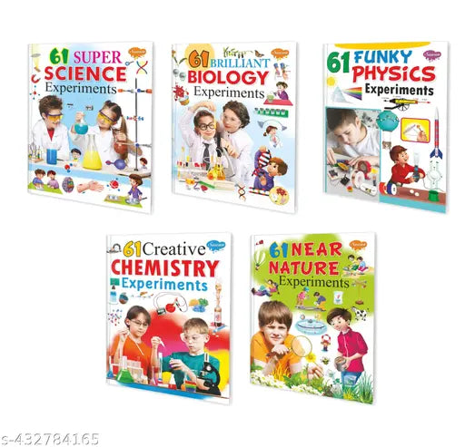 61 Funky Physics  Creative Chemistry  Brilliant Biology  Super Science and Near Nature Experiments book for kids : Science experiment book  Kid's science book  Children's science book - Pack of 5 science experiment books for kids.