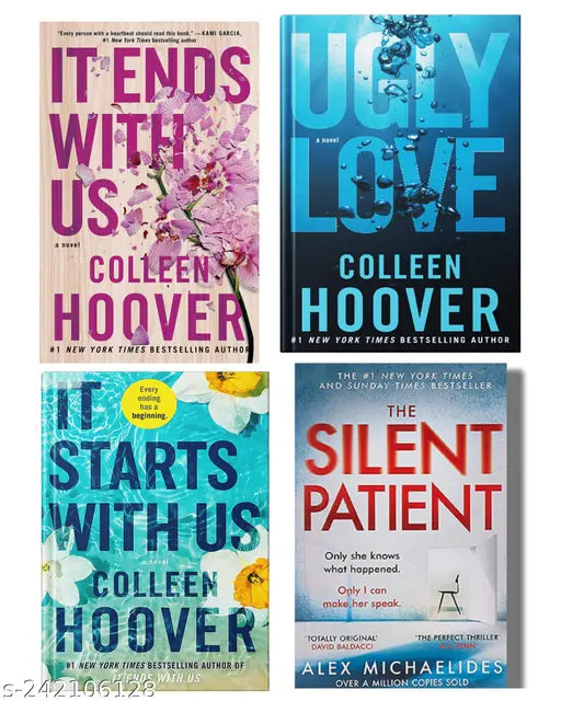 IT END WITH US BY COLLEEN HOOVER  + IT STARTS WITH US BY COLLEEN HOOVER  + UGLY LOVE   BY COLLEEN HOOVER  + SILENT PATIENT BY ALEX MICHAELIDES