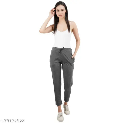 Women's Pack of 1 Grey Solid Trackpants -Activewear