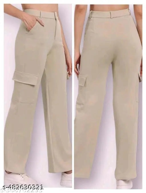 Women solid bell boutam cargo pants