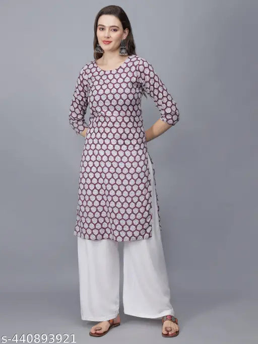 Women Floral Print Pure Cotton Straight Kurta