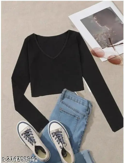 V Neck Fancy Full Sleeve Top