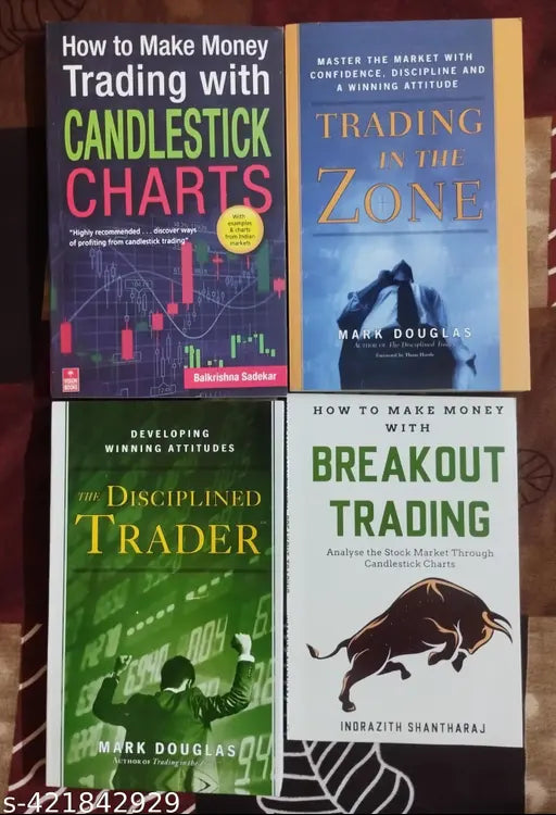 Trading Of 4 Books :- Trading With Candlestick Charts +Trading In The Zone + The Disciplined Traders + Breakout Trading (English Paperback   Balkrishna Sadekar  Mark Douglas  Indrazith Shantharaj)