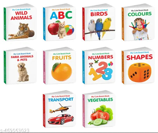 My First Cute Board Book All-in-One Learning Set for Toddlers:ABC  Transport  Colours  Birds  Wild Animals  Fruits  Animal and Pets  Vegetables & more - Fun Picture Books for Babies - Pack of 10 Books