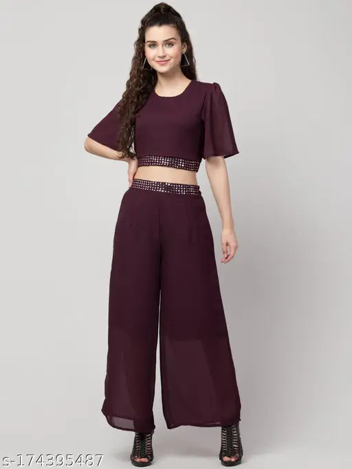 Stylish Solid Top and Plazzo Co-ords