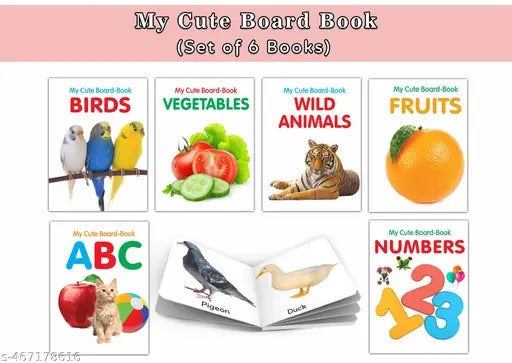 My First Educational Board Book Set for Toddlers – ABC  Numbers  Fruits  Vegetables  Wild Animals  Birds  Fun Learning board book  Baby books for learning - Pack of 6 Books for Kids