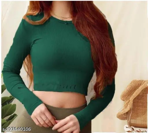 Round Neck Full Sleeve Trendy Elegant Women Tops & Tunics