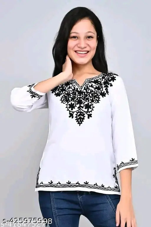 trendy cotton white kurti