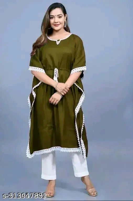 women solid kaftan fit and flare dress
