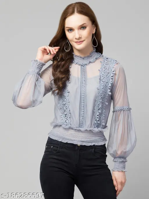 Trendy Lace Net Tops
