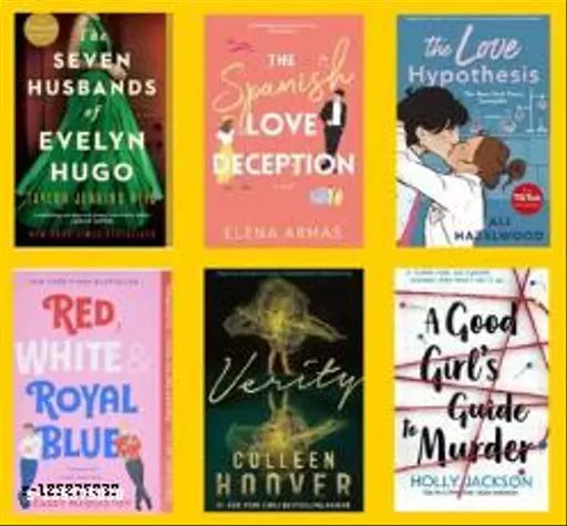 love hypothesis+ spanish love+ 7Husbands+ red white royal blue+ verity+ good girl guide to murder (ENGLISH  PAPERBACK)