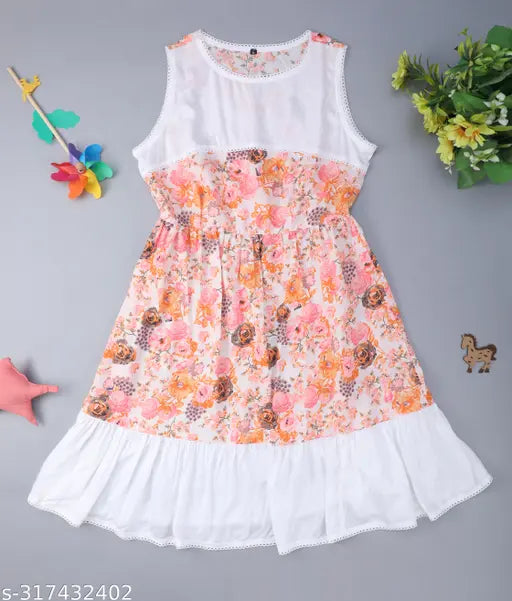 Nature Craft Multicolor  Rayon Floral Sleeveless Round Neck Full Length Women Dress