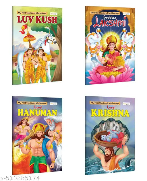 My First Mythology Story : Hanuman  Krishna  Lakshmi and Luvkush - Toddler mythology books  Kids bedtime storybook  Picture books for toddlers  Early learning storybooks - Pack of 4 books