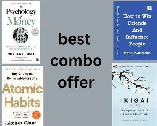 Atomic Habit+Ikigai+Psychology Of Money+How To Win Friends And Infuence People by Life Changing books