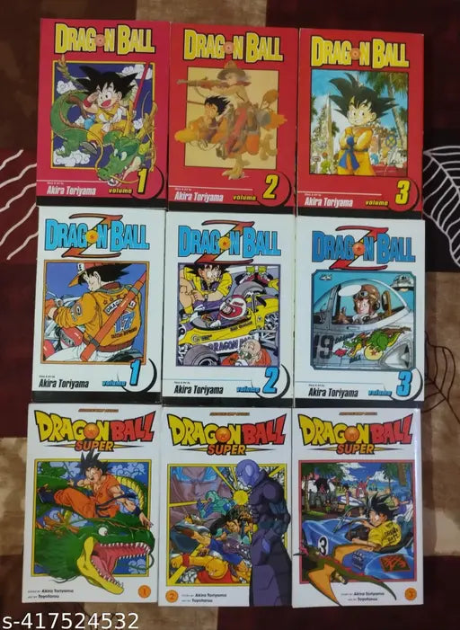 Combo Of Manga 9 Books :- Drag0n Ball Volume-1  2  3 + Drag0n Ball Z Volume-1  2  3 + Drag0n Ball Super Volume-1  2  3 (English  Akira Toriyama)