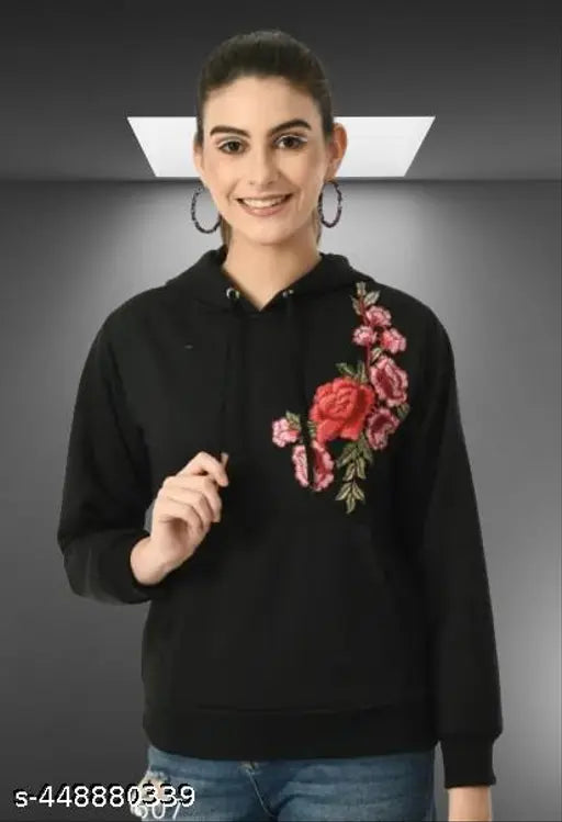 TM Flower Print Black Hoodie