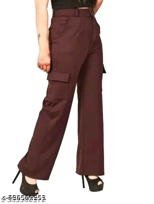 Women's Fleece Regular Fit Stretchable Drawstring Pants/Cargo for Winter Wear - Solid Women Jumpsuit 