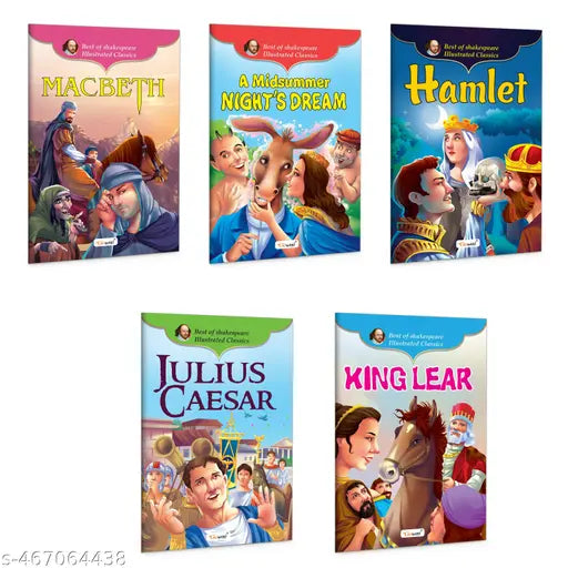 A Midsummer Night's Dream  Hamlet  Julius Caesar  King Lear  and Macbeth (Best of Shakespeare Illustrated Classic) : Kids Learning Storybooks  Classic Tales for Young Readers - Pack of 5 Books
