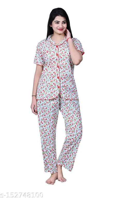 Woman Night Dress/Nightsuit_Peach_Cotton