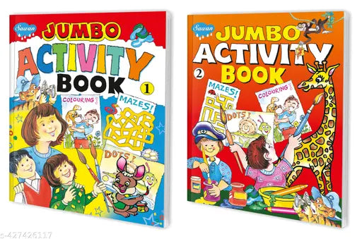 JUMBO Activity Book – 1 and 2 for kids : Activity books for kids  Kids learning activity  Jumbo activity books for kids - Set of 2 books.