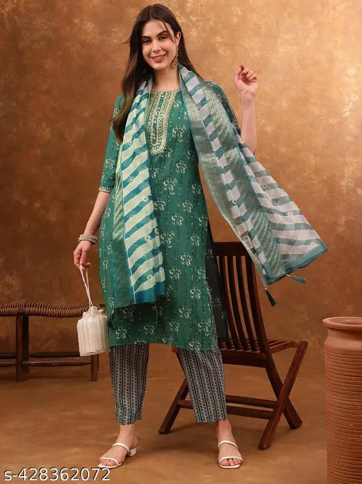 Women's Kurta Pant with Dupatta Ethnic Set