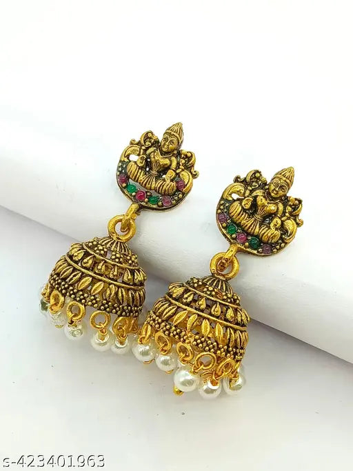 Unimaginable Shri Lakshmi Nartaki Gold Plated Jhumka
