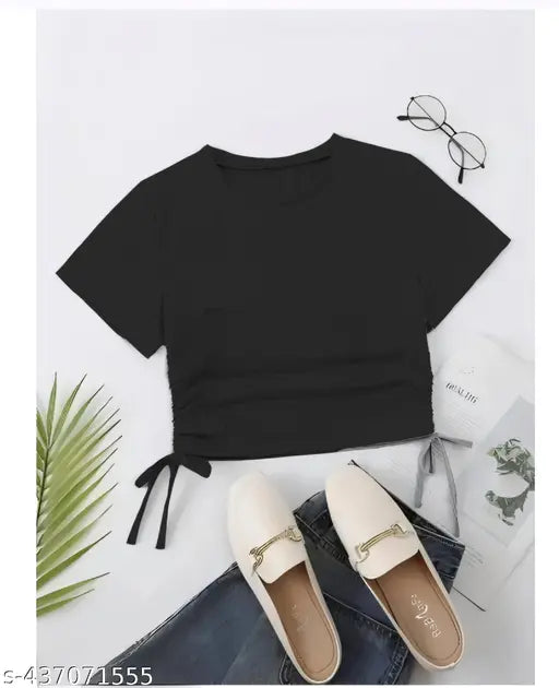 New Stylish Side Dori Short Sleeve Fashionable Top For Woman