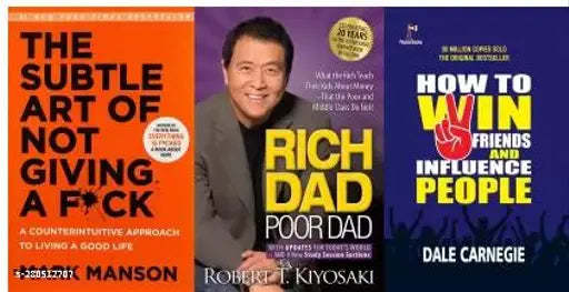Rich Dad Poor Dad+ The Subtle Art Of Not Giving A Paperback Book+ How To Win Friends And Influence People (3 BOOKS COMBO) (English  Paperback  Kiyosaki Robert T  Mark Manson  DALE CARNEGIE) New Most Important Books
