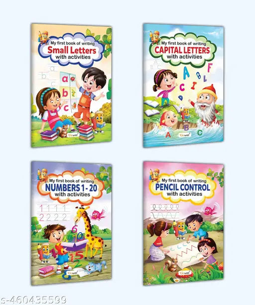 My First Book of Writing Capital Letters  Small Letters  Pencil Control and Numbers 1-20 with activities : Writing Practice for Kids  Kids Writing Book  Children Activity Books - Pack of 4 books