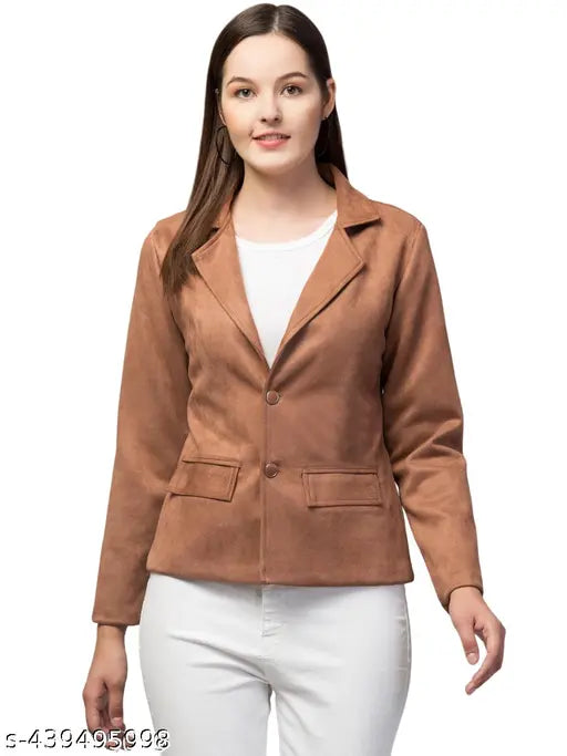 AVYOLA Women Linen Solid Blazers & Coats  Long Sleeves Blazers