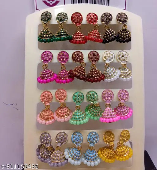 Jumkha super stylish  earrings for women set of 12 pis colour of images