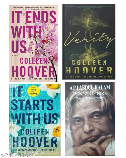 IT END WITH US BY COLLEEN HOOVER  + IT STARTS WITH US BY COLLEEN HOOVER  + VERITY BY COLLEEN HOOVER + WINGS OF FIRE AN AUTOBIOGRAPHY BY APJ ABDUL KALAM