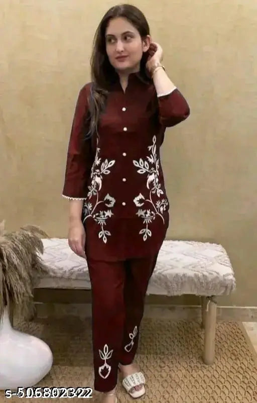 Women printed 3/4 sleeve co-rd set