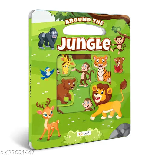 Around the Jungle Window Cut Board Book : Educational board book   Early Learning Picture Board Book  Toddlers die cut shape book