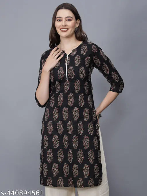 Women Floral Print Pure Cotton Straight Kurta