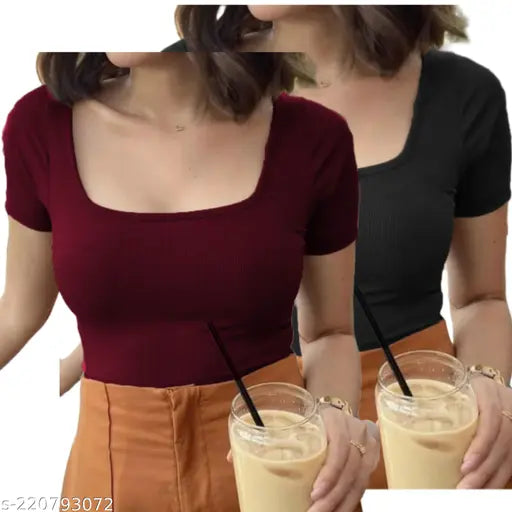 Combo Deep Neck short Sleeve Top