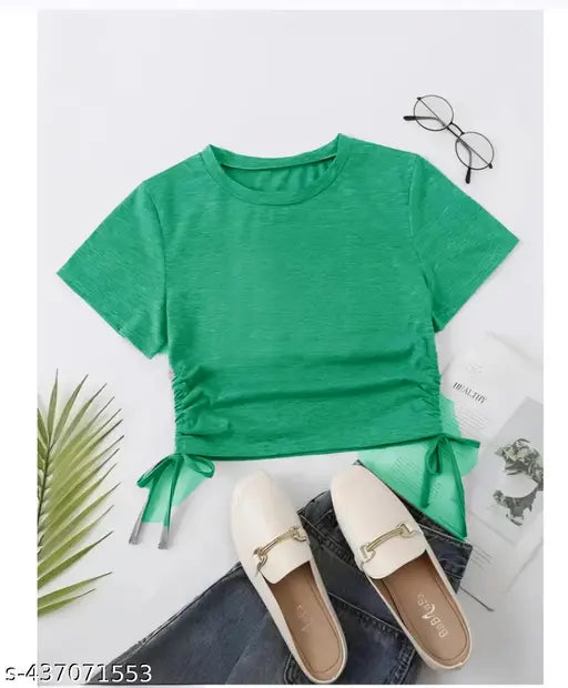 New Stylish Side Dori Short Sleeve Fashionable Top For Woman