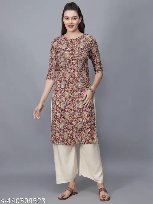 Women Floral Print Pure Cotton Straight Kurta