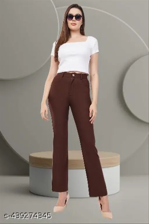 Solid High Waist Korean Straight Trousers for Women offer a comfortable stretchable and chic look perfect for formal casual and daily wear suitable for any occasion in formal and casual both