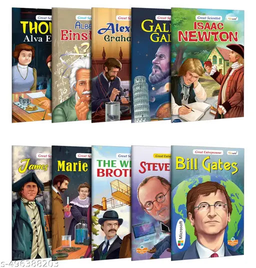 Early Learning Books for Children : Albert Einstein  Issac Newton and more (Great Scientists)  Bill Gates and Steve Jobs (Great Entrepreneur) - Children’s Books on Great Minds - Combo of 10 Books